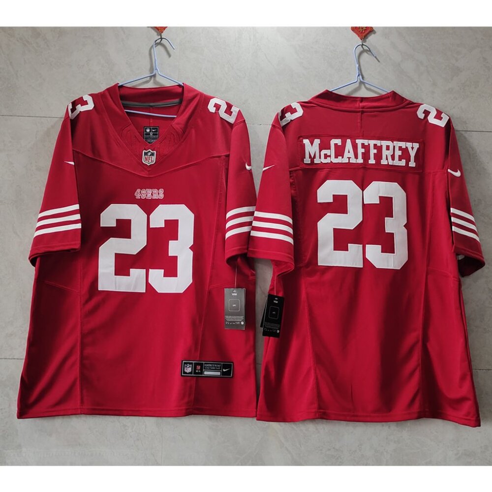 23 Christian McCaffrey Scarlet Stitched FUSE Limited Jersey